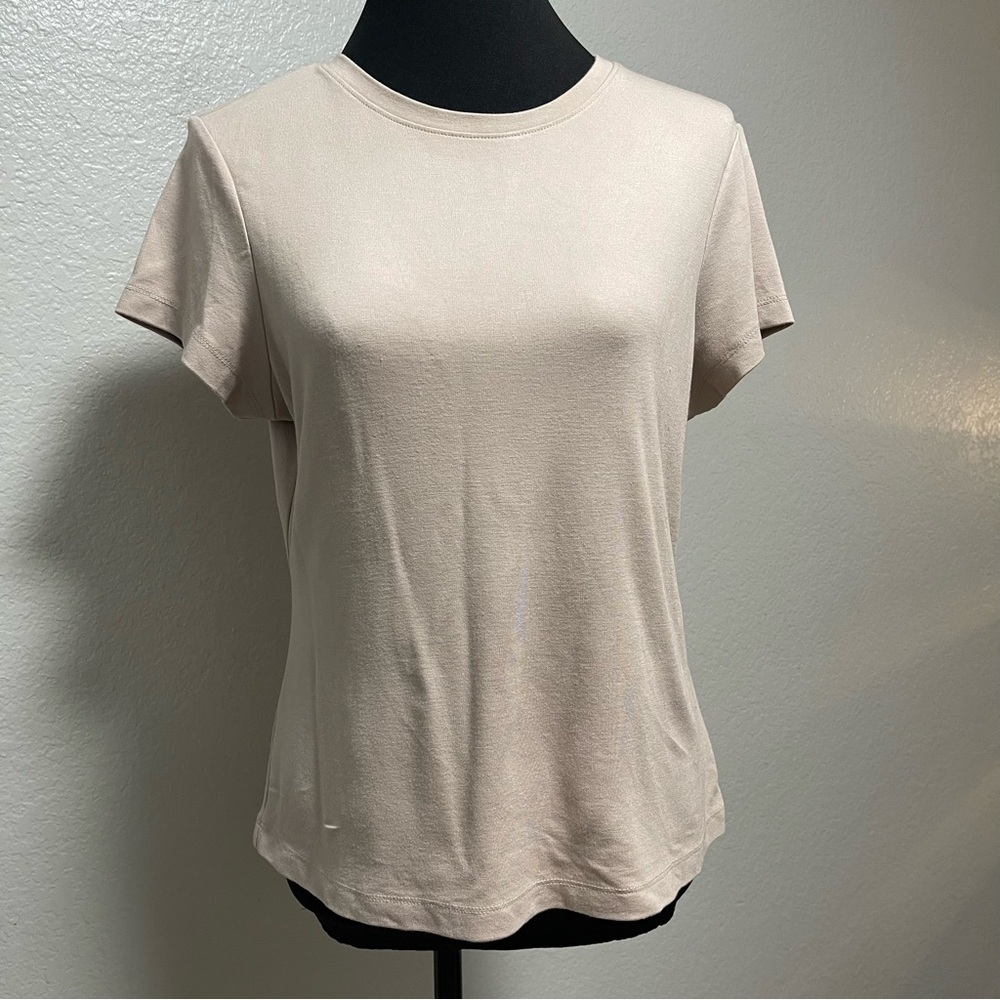 Adrienne Vittadini Crew Neck Nude Short Sleeve LARGE